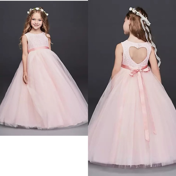 As-Is Ball Gown Flower Girl Dress with Cutout SIZE 12 - Picture 1 of 17